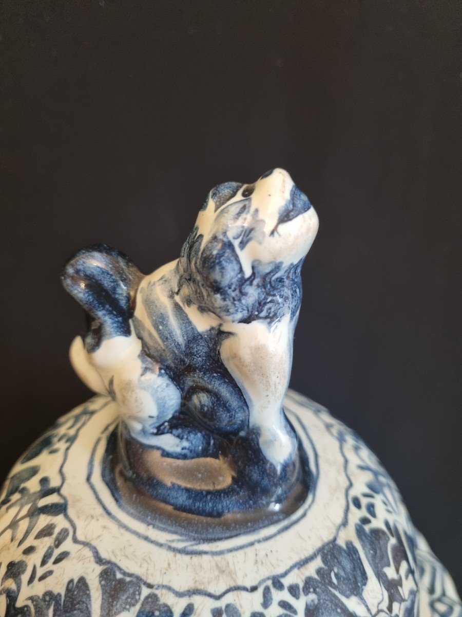 Pair Of 19th C. Delft Earthenware Pots / Covered Pots Potiche-photo-3