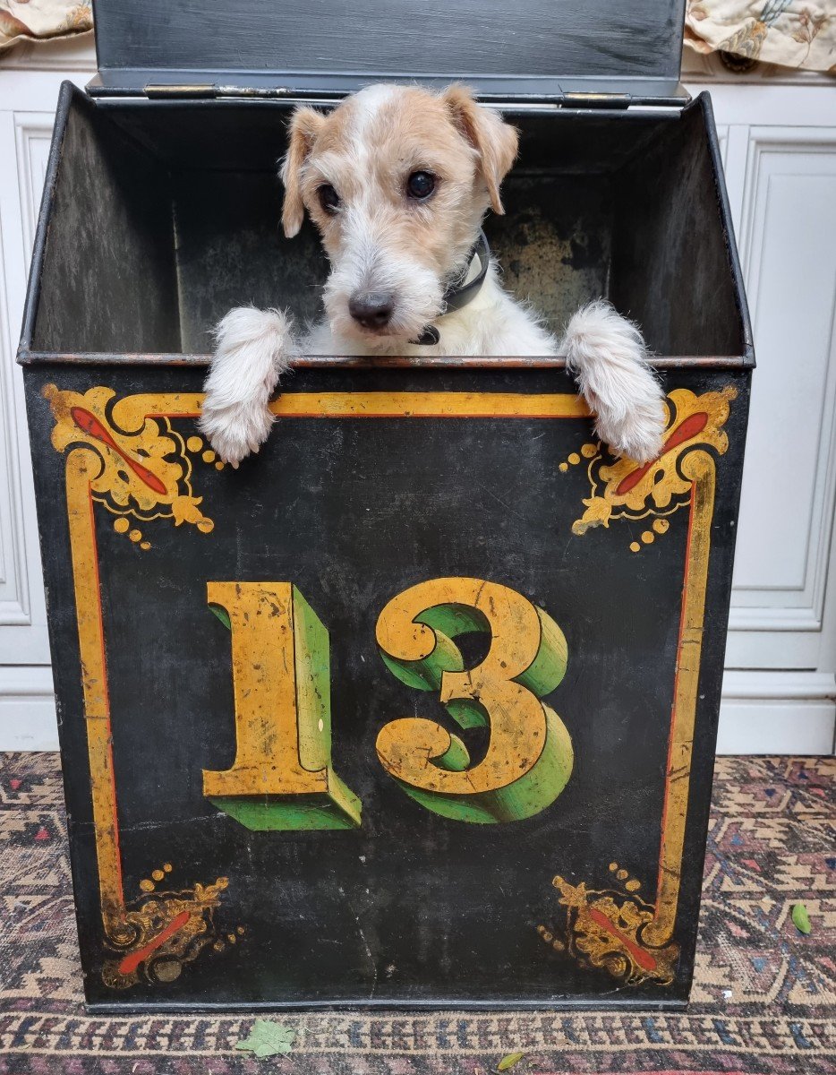 Very Large Grocers Tea Canister Box In Painted Metal England Late 19th Shop