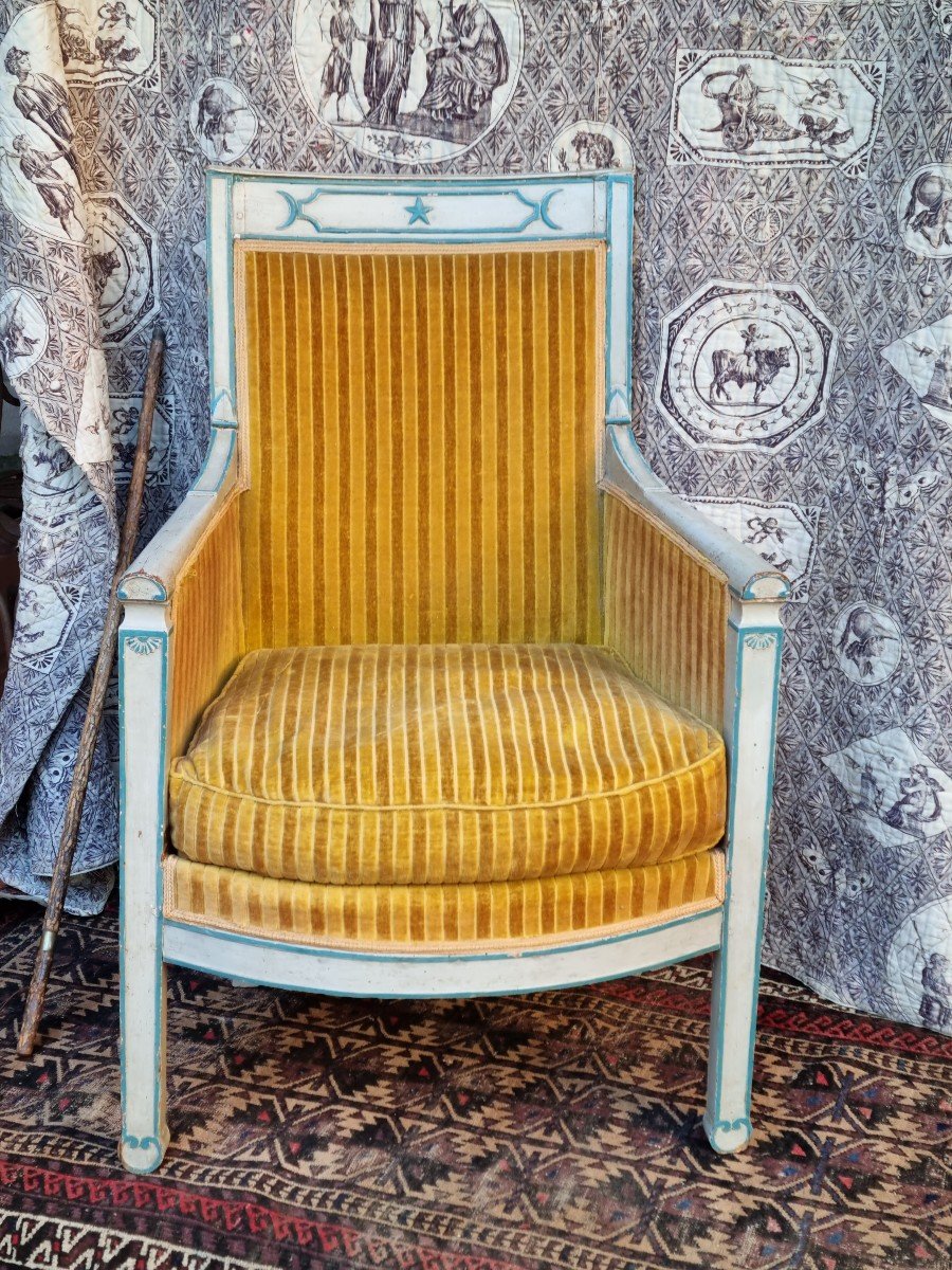 BERGÈRE ÉPOQUE DIRECTOIRE CONSULAT BOIS PEINT