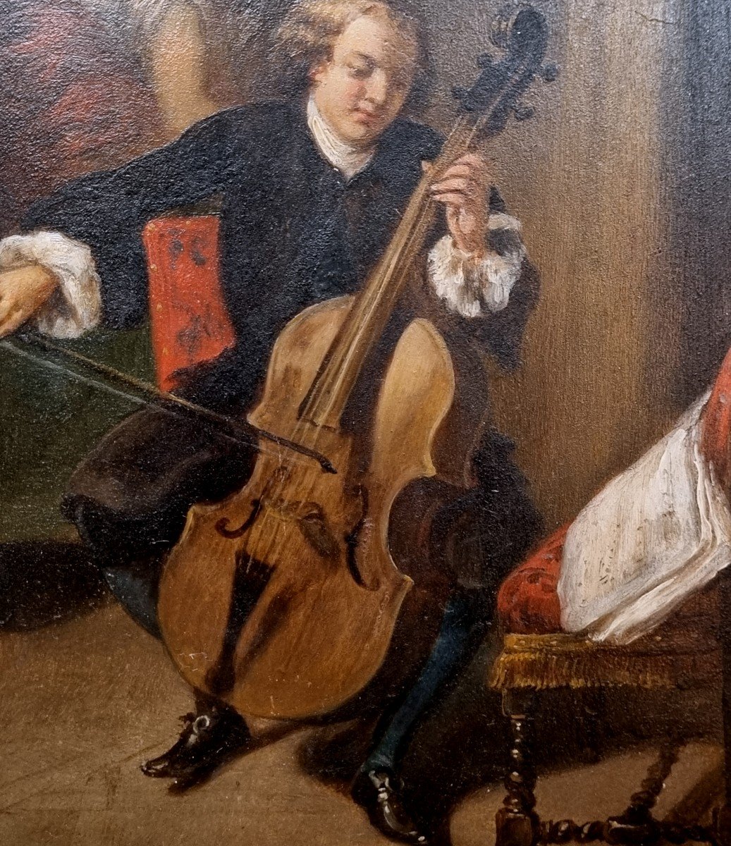 The Cellist Oil On Panel Cello Music Strings Nineteenth-photo-1