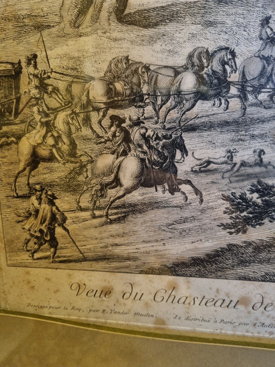 DU CABINET DU ROI - Van der Meulen / Bauduins VUE DU CHÂTEAU DE VERSAILLES 1685 XVIIe EAU-FORTE-photo-2