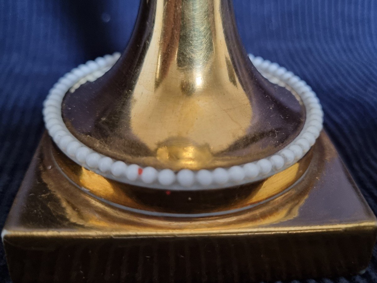 VASE FUSEAU EN PORCELAINE DE LOCRE PARIS ÉPOQUE EMPIRE / CHARLES X SPHINGES-photo-1