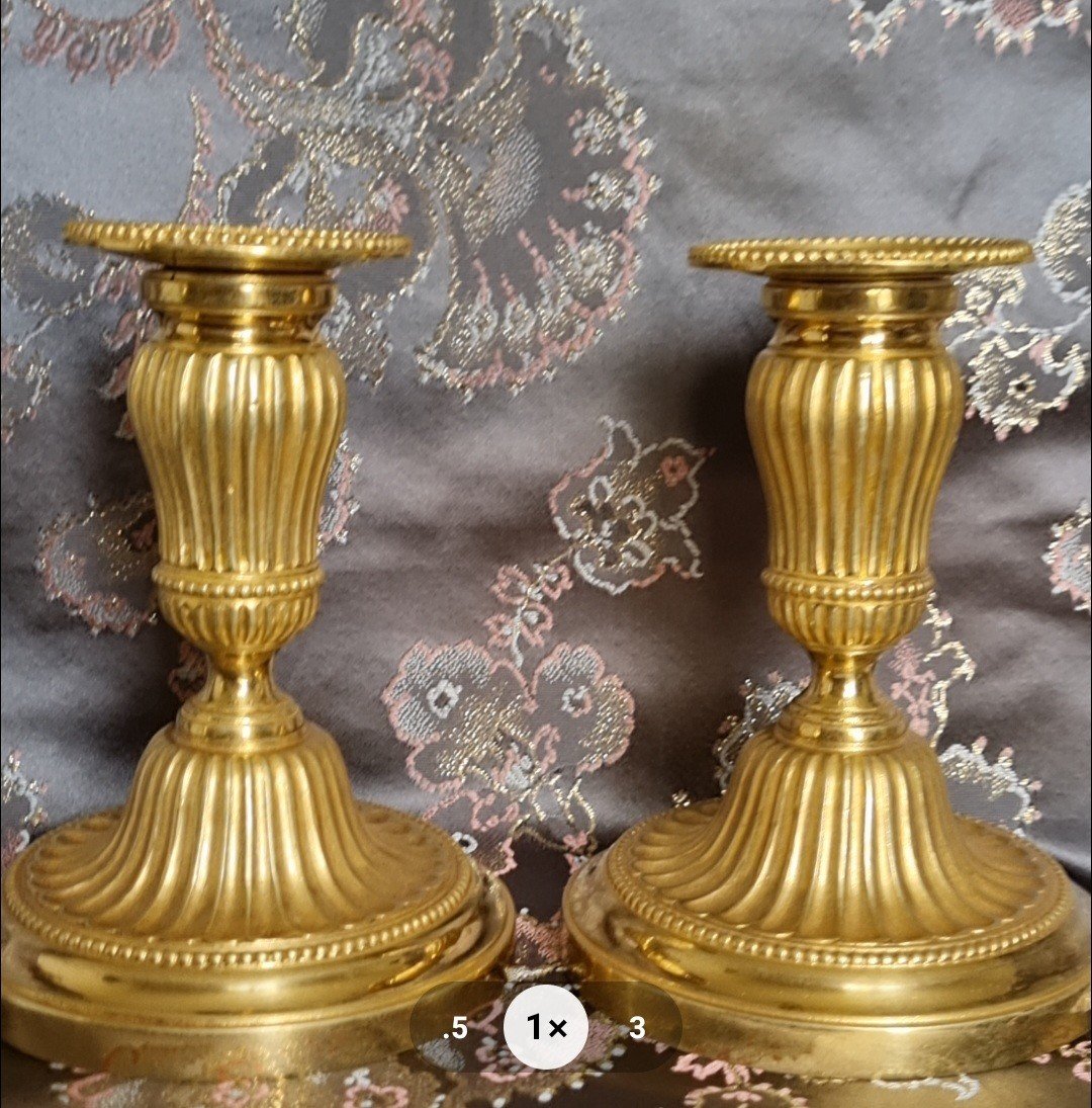 Candlesticks Called Gilt Bronze Table Bouts 18th Louis XVI Toilet-photo-2