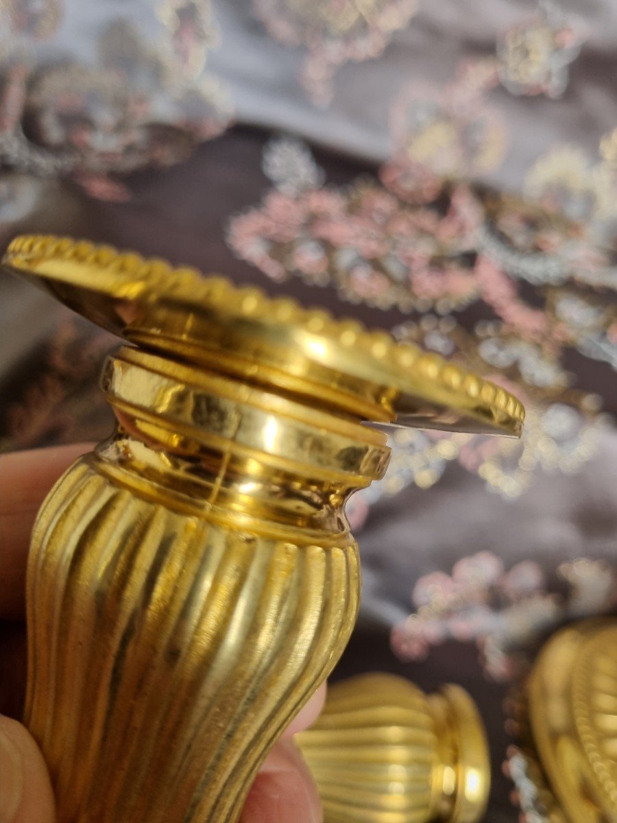Candlesticks Called Gilt Bronze Table Bouts 18th Louis XVI Toilet-photo-4