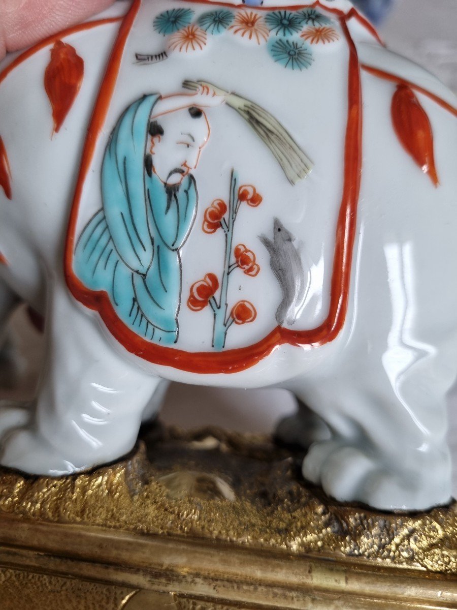 SAMSON - PORCELAINE CHANTILLY KAKEIMON ELEPHANT BRULE PARFUM MONTURE BRONZE LOUIS XV-photo-4