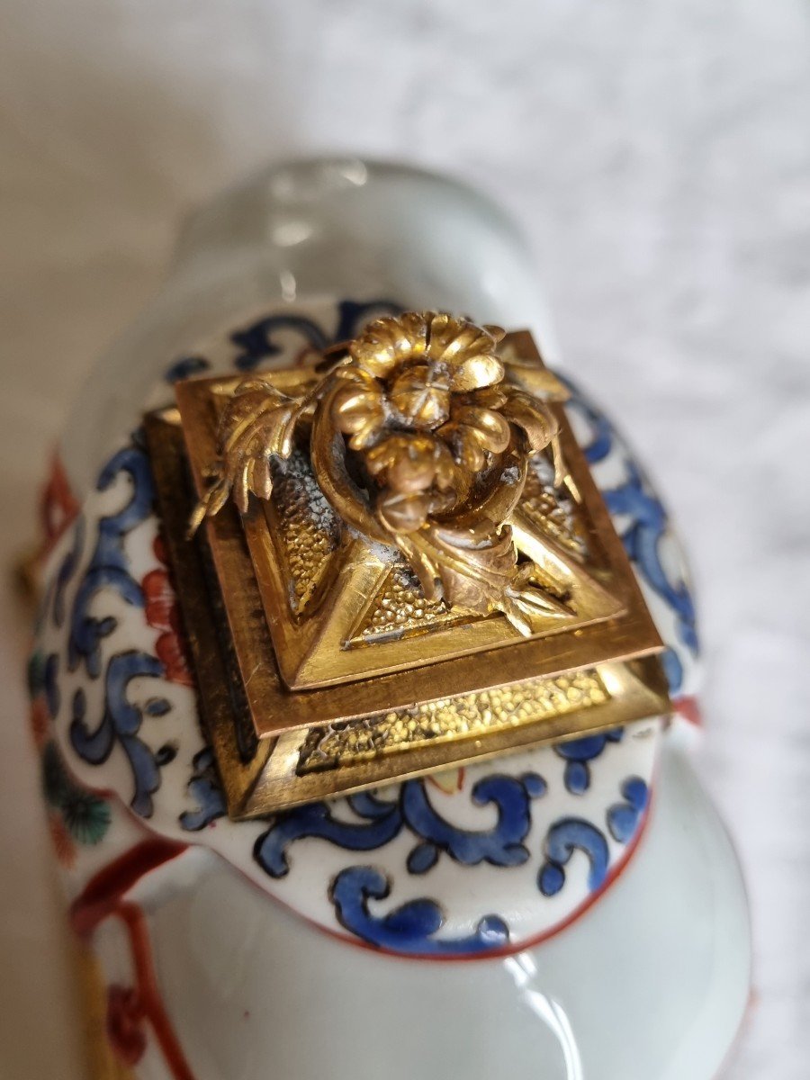 SAMSON - PORCELAINE CHANTILLY KAKEIMON ELEPHANT BRULE PARFUM MONTURE BRONZE LOUIS XV-photo-2