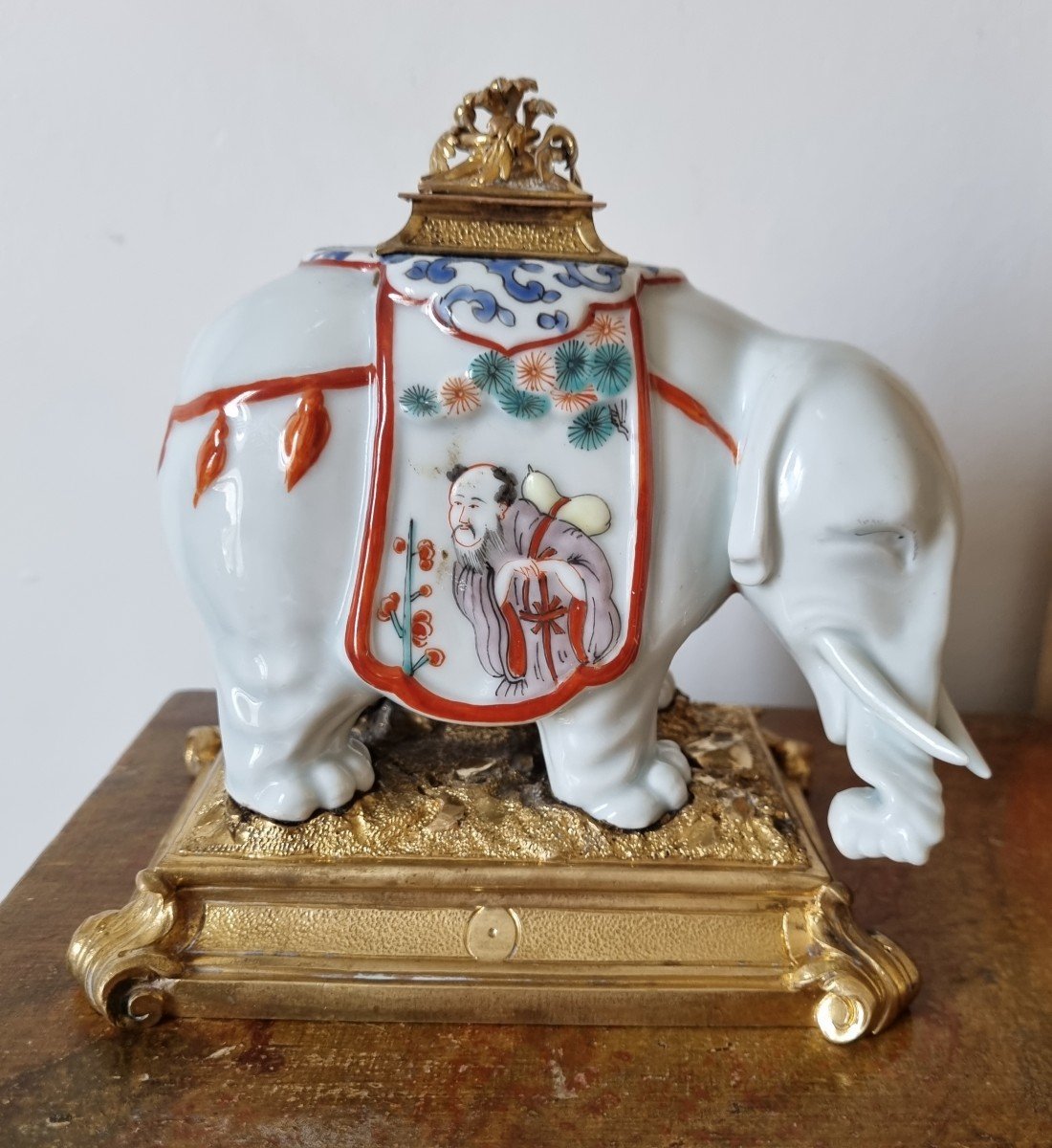 SAMSON - PORCELAINE CHANTILLY KAKEIMON ELEPHANT BRULE PARFUM MONTURE BRONZE LOUIS XV