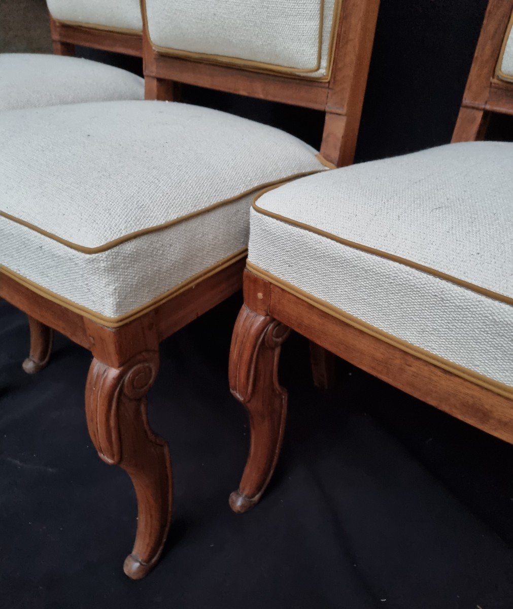 Series Of Three Charles X Period Chairs Restoration In Perfect Condition-photo-4