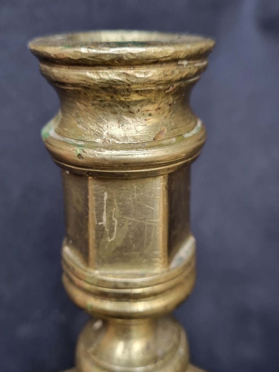 Pair Of Large Bronze Candlesticks XVIIth Haute-Époque Louis XIII XIV-photo-7