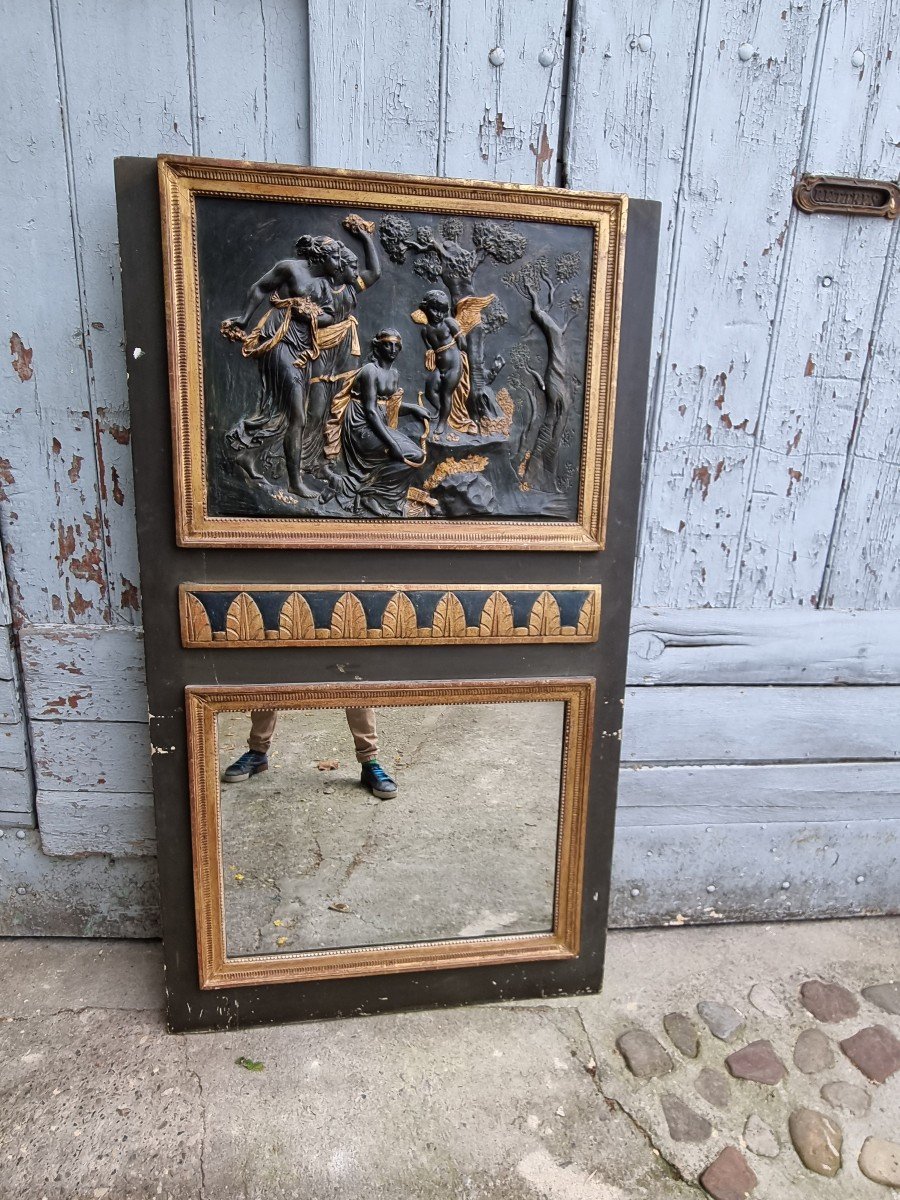 Trumeau Period Empire Al Antique Bas Relief Mirror-photo-8