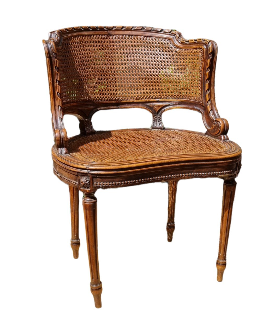FAUTEUIL DE BUREAU DE STYLE LOUIS XVI VERS 1900 CANNÉ-photo-2