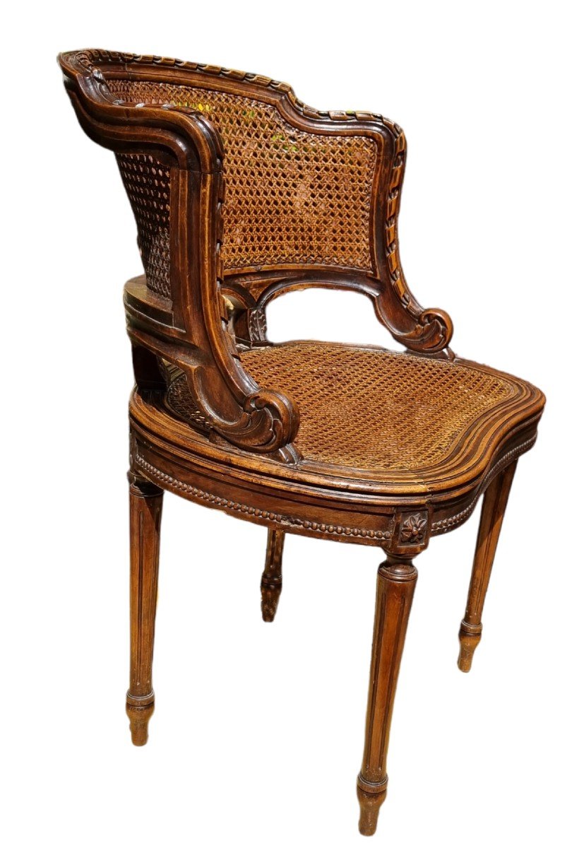 FAUTEUIL DE BUREAU DE STYLE LOUIS XVI VERS 1900 CANNÉ-photo-3