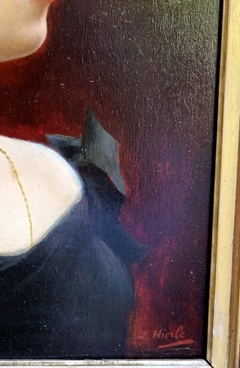 Louis HIERLE - PORTRAIT DE LA MARQUISE DE MONTAUT - CAMARGUE  PORTRAIT DE FEMME HUILE SUR PANNEAU  XIXe-photo-1