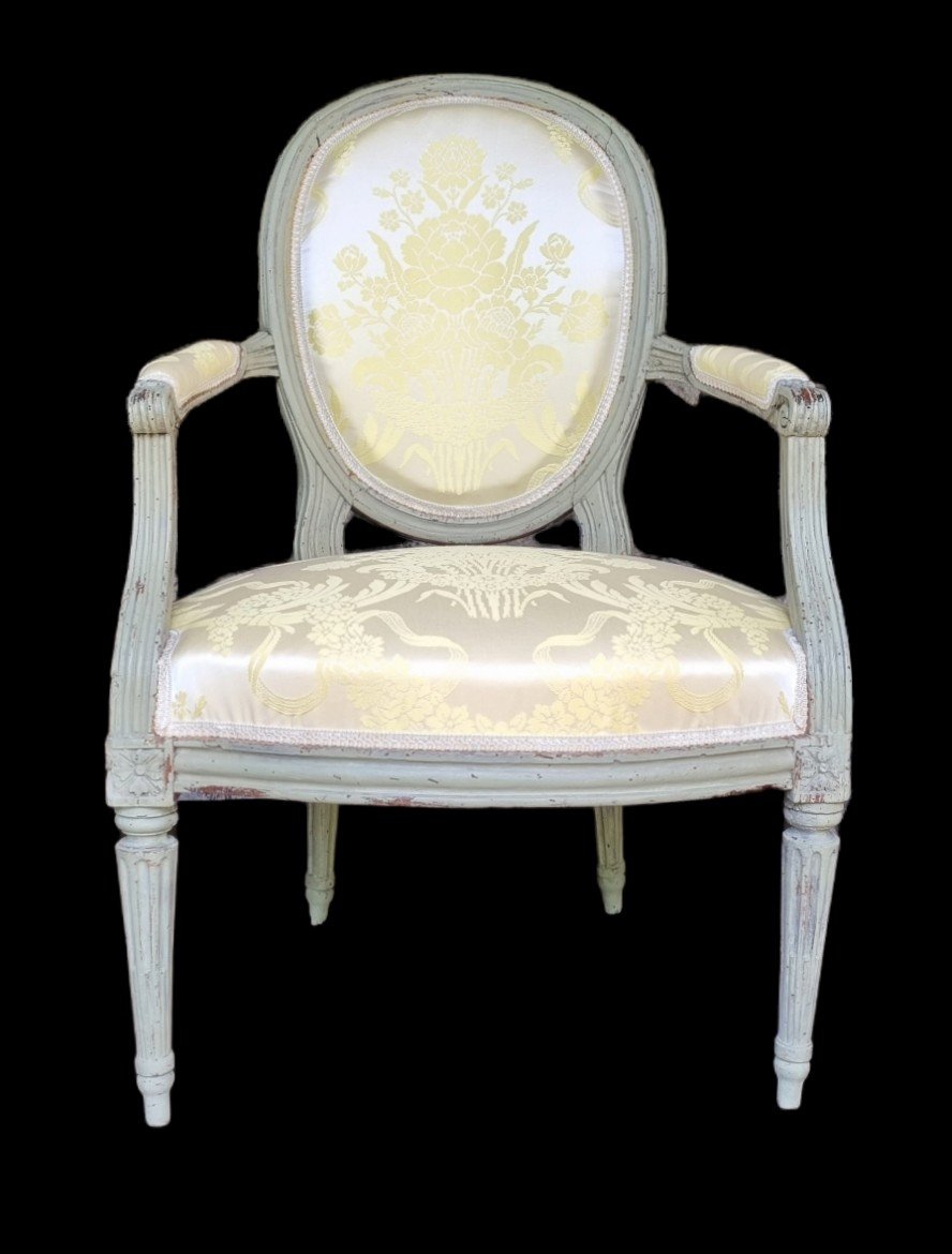 Cabriolet Armchair Louis XVI Stamped Nadal Eighteenth Medallion-photo-2