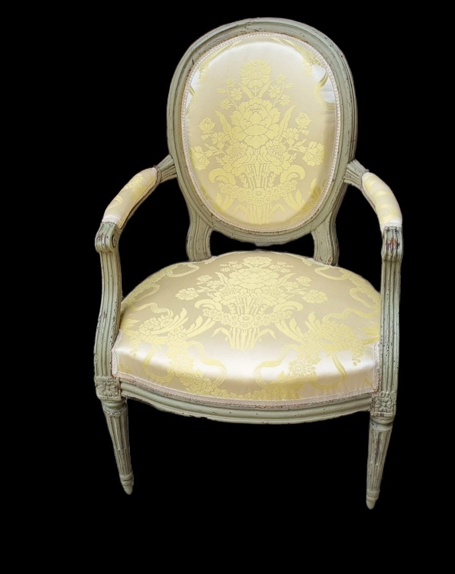Cabriolet Armchair Louis XVI Stamped Nadal Eighteenth Medallion