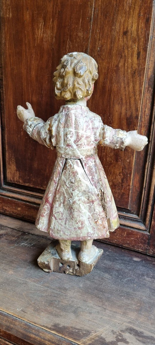 Child Jesus Reliquary In Polychrome Carved Wood XVIIth XVIIIth Religiosa-photo-4