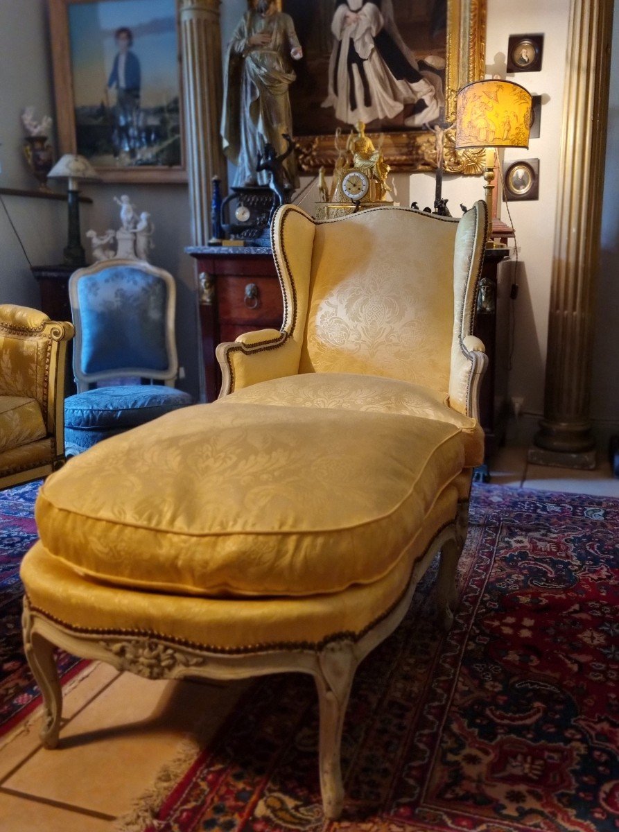  DUCHESSE BRISÉE STYLE LOUIS XV ÉPOQUE XIXe Pierre Frey Tissu / BERGÈRE LIT DE REPOS