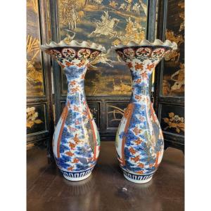 PAIRE DE GRANDS VASES IMARI JAPON FIN XIXe