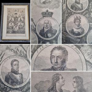 FAMILLE ROYALE GRAVURE LOUIS XVIII XVI XVII BERRY SOUVENIR ROYALISTE VERS 1815/1820