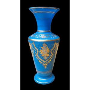 VASE EN OPALINE BLEUE NAPOLEON III