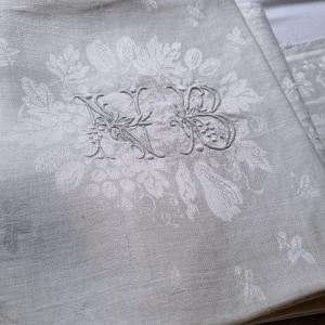 Large Tablecloth Service 400x225 And 8 Napkins Superb Napoleon III Linen Yarn
