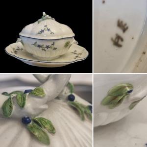 Niderviller Porcelain 18th C. Sauce Boat Covered With Barbers