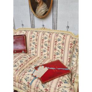 Louis XVI Style Sofa, Blueberry Braquenié Fabric