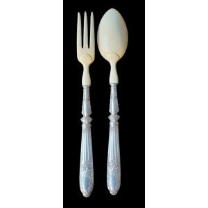 Silver And Ivory Salad Cutlery Napoleon III Cutlery