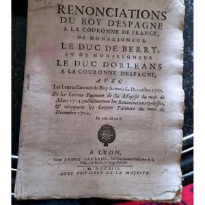 ROYALISME PHILIPPE V LÉGITIMISTE ESPAGNE VERSAILLES ROI DOCUMENT ROYALISTE