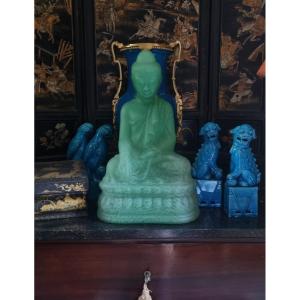 BOUDDHA VEILLEUSE PÂTE DE VERRE VERS 1920 H.44CM