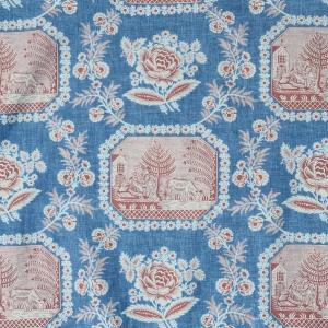Roll Of Fabric 35 Meters Louis XVI Style Roland Sigrist Vivarais Toile De Jouy Indigo 