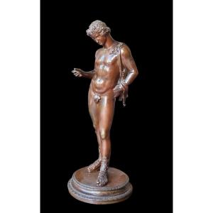 Souvenir Of The Grand Tour Bronze Narcisus Of Pompei 19th Period Antique Statue