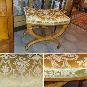 Charles X Period Curule Stool Light Wood X Shaped