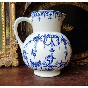 Jules Vieillard Bordeaux Moustiers Earthenware Rare Large 19th Century Pitcher Fine Earthenware