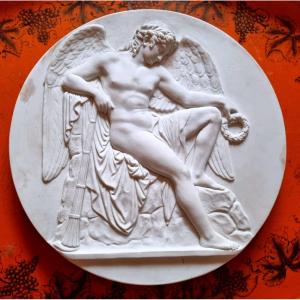 Bertel Thorvaldsen BAS RELIEF EN BISCUIT EPOQUE XIX (d'après) ANGE ROYAL COPENHAGEN