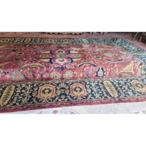TRES GRAND TAPIS INDO PERSAN 522 cm x 324 cm vers 1900 ENTIÈREMENT NOUE MAIN