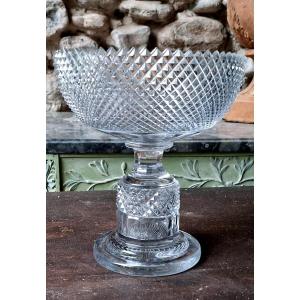 Large Charles X Diamond Point Cut Crystal Cup 