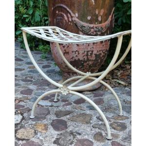 TABOURET CURULE EN FER FORGÉ VERS 1960