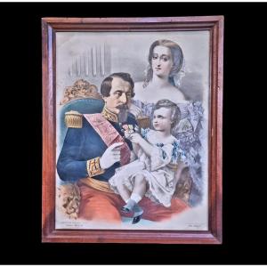 GRANDE LITHOGRAPHIE FAMILLE IMPÉRIALE NAPOLÉON III EMPEREUR IMPERATRICE EUGÉNIE DE MONTIJO