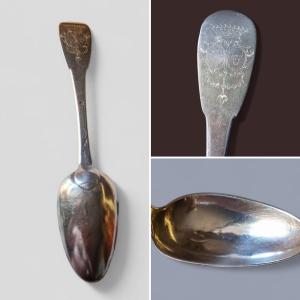 18th Century Solid Silver Spoon, Farmers General Hallmarks, Earl's Crown, Coat Of Arms 