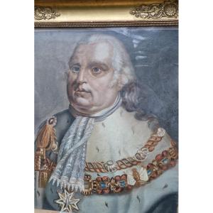 Portrait Of Louis XVIII, King Of France, Restoration Period, Pastel And Gouache