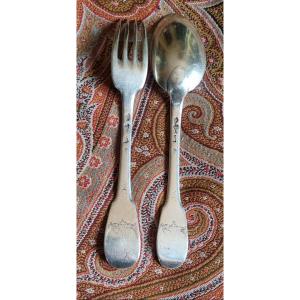 Solid Silver Covered Plate, Farmers General, Coat Of Arms, 18th Century, Single Plate, Fork, Spoon 