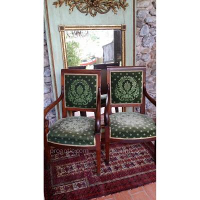 Pair Of Empire Period Walnut Armchair