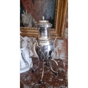 FONTAINE DE TABLE EN METAL ARGENTÉ SAMOVAR XIXe