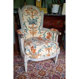 Louis,xvi Period Painted Wood Bergere Braquenie Fabric