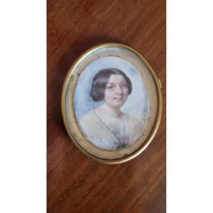MINIATURE PORTRAIT FEMME MADAME LOUISE BESNARD