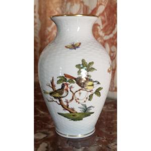 PORCELAINE HEREND HONGRIE MODELE ROTHSCHILD OISEAUX BIRDS VASE 15 CM