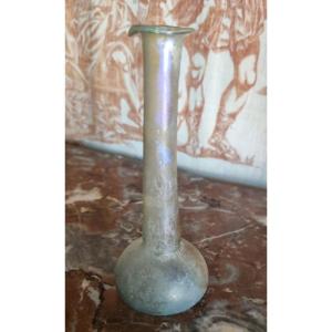 Iridescent Glass Balsam Vase From The Roman Period, 1st–3rd Century, Antiquity