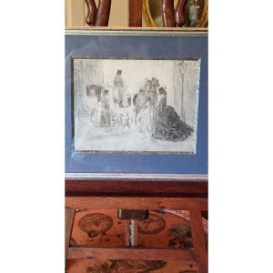 Constantin GUYS (Flessingue, 03–12–1802 - Paris, 13–03–1892) dessin lavis encre Paris