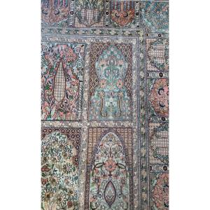 TAPIS EN SOIE CACHEMIRE 283 X 187 CM NOUÉ MAIN D'ORIENT